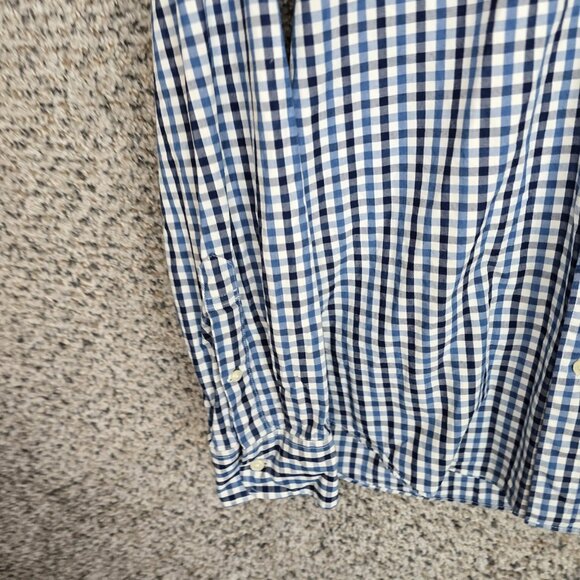 J Crew Shirt Mens Medium Blue Check Button Down Indigo Slim Fit Long Casual - Picture 3 of 7